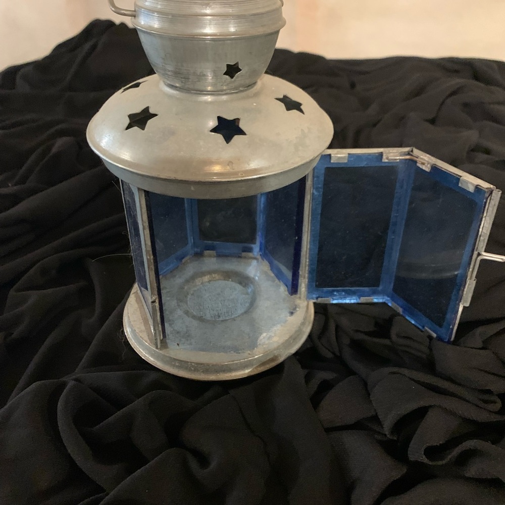 Silver & Blue Lanterns - set of 4